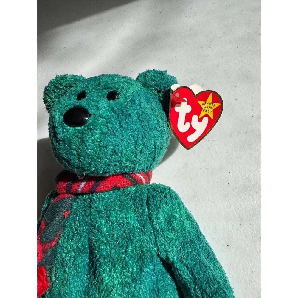 Ty Beanie Baby Wallace the Bear Green Tartan‎ Scarf 1999 Vintage Plush Toy